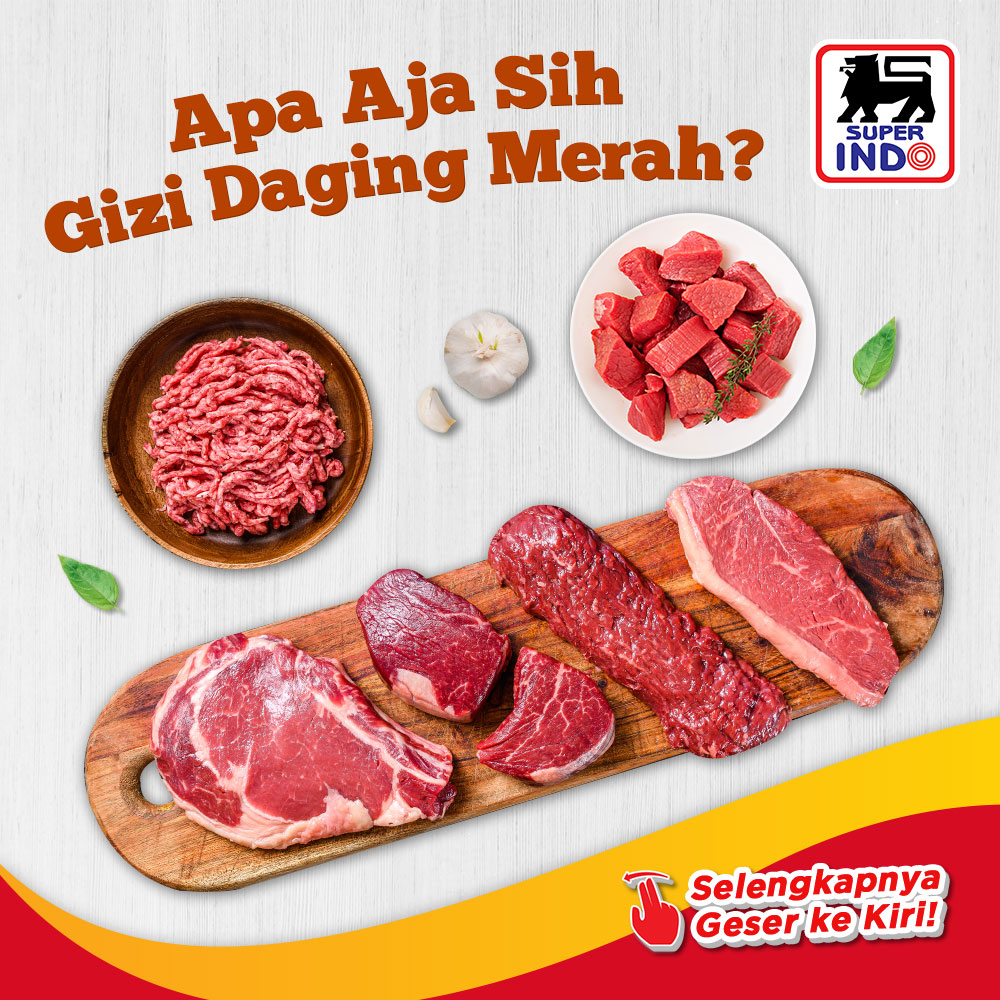 InfoSuperIndo's tweet photo. Doyan banget nih sama daging tapi kadang yang diinget bahayanya aja. Padahal, gizinya daging merah banyak banget! Simak deh konten ini biar makin tahu manfaatnya. 

Daan kalau di konsumsi seimbang dengan sayuran dan buah, nggak perlu takut ya buibu 😉

#SegarnyaHemat 
#GiziDaging https://t.co/Rot9ZHmHQQ
