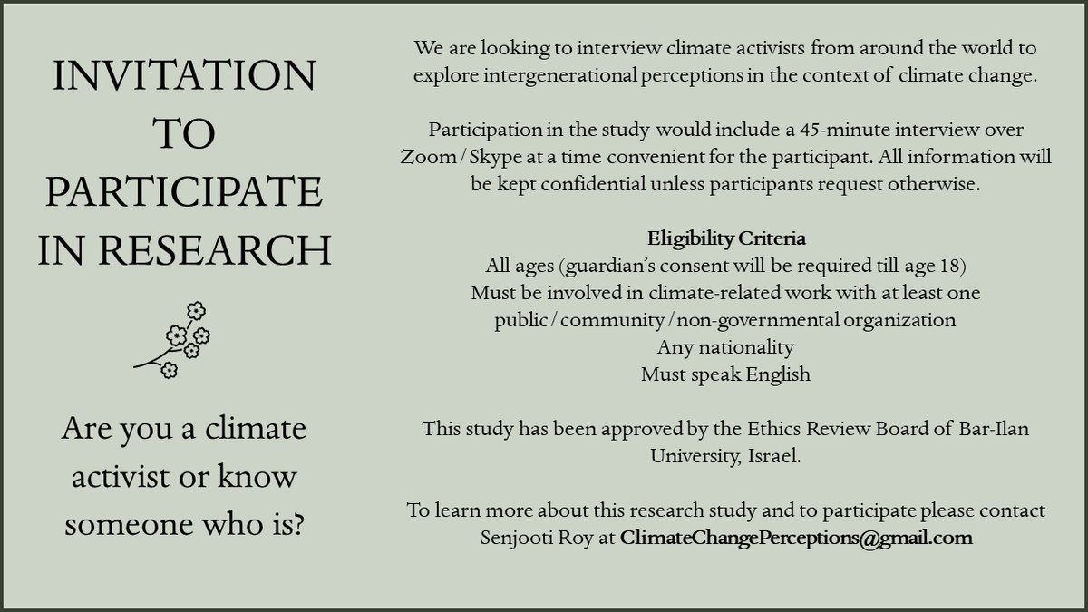 LiatAyalon's tweet photo. We are looking for #climatechange activists for an interesting study on #intergenerational relations. @Fridays4future #ClimateAction #environment @EU_ENV https://t.co/u4Si0cBSfU