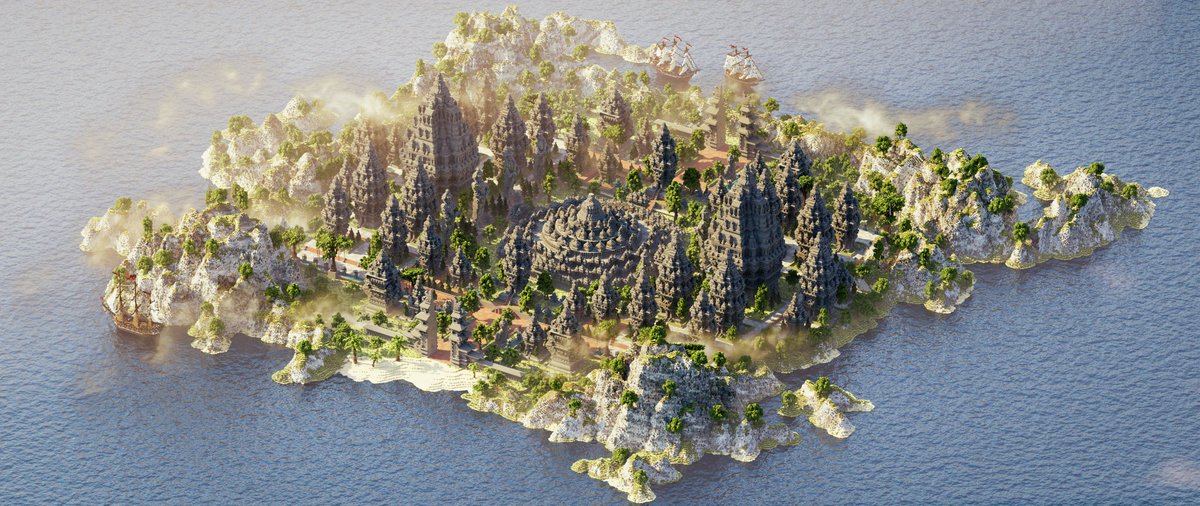 Three Indonesian temples on one island with Candi Bentar as the gateway provides an extraordinary transition! (Prambanan, Borobudur, Bentar) 
Built by: <a href="/Highlens2/">Highlens</a>
Rendered by: <a href="/iAleM_/">AleM</a> 
#Minecraft #Minecraftbuilds #minecraft建築コミュ #OpenSeaNFT