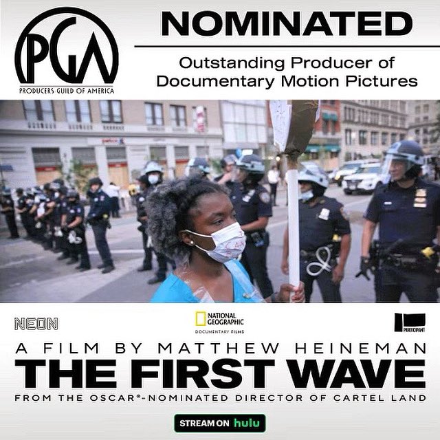 Thx to the <a href="/producersguild/">Producers Guild of America</a> for this nomination—grateful for my amazing producing partners Jenna Millman and Leslie Norville + the entire #TheFirstWave team 🙏🏼❤️