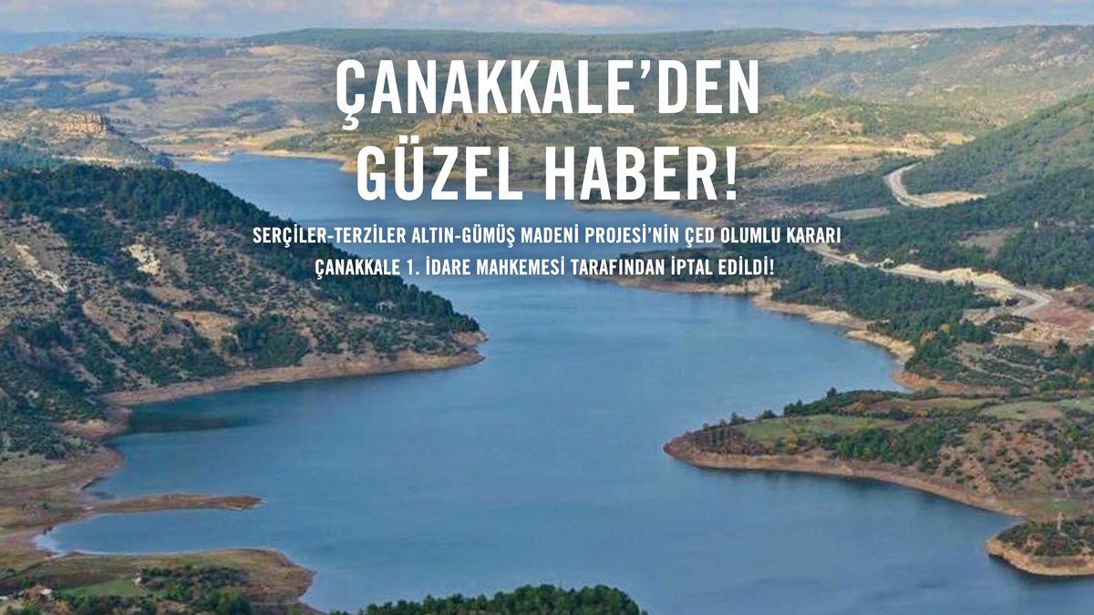 temavakfi's tweet photo. İDA Dayanışma Derneği tarafından açılan davayla 200 bin nüfuslu Çanakkale-Merkez ilçesinin tek içme suyu kaynağı Atikhisar Barajı Havzası'na yapılmak istenen “Serçiler-Terziler Altın-Gümüş Madeni Projesi’nin” ÇED Olumlu Kararı Çanakkale 1. İdare Mahkemesi tarafından iptal edildi. https://t.co/i3bTbFlXVV