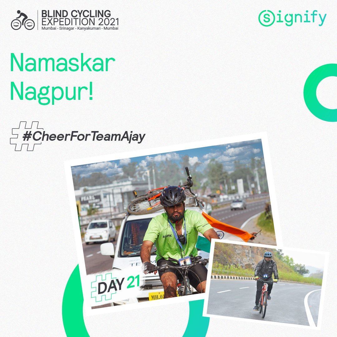 PhilipsLightIND's tweet photo. #TeamAjay has taken the #BlindCyclingExpedition2021 to places! We’ve successfully spread awareness on #RoadSafety and the need for illumination in Nagpur.
Read on about our experience in Nagpur on Day #21, here: https://t.co/TTN2j8ADEI
#CheerForTeamAjay #BlindCyclingExpedition https://t.co/DFPd5WVk0b