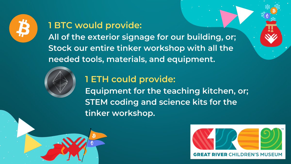 GreatRiverCM's tweet photo. We can do big things with your gift! Please consider us in your end-of-year giving plans. Help us #openworlds and support the next generation of kids and families.
#CryptoForGood #CryptoForTheKids #BagSeason @TheGivingBlock @greatnorthvc https://t.co/QiAZGLyh5k https://t.co/mgRpmcWW8A