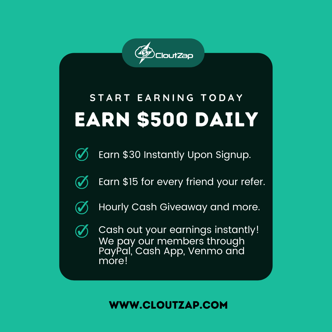 Join CloutZap, a website that lets you earn money effortlessly. I have already earned $7,150 today and you can too. You get paid for playing games and even for using social media. Signup now and earn instant $35 signup bonus! send.cloutzap.com/Kbholiday #CloutZap #money