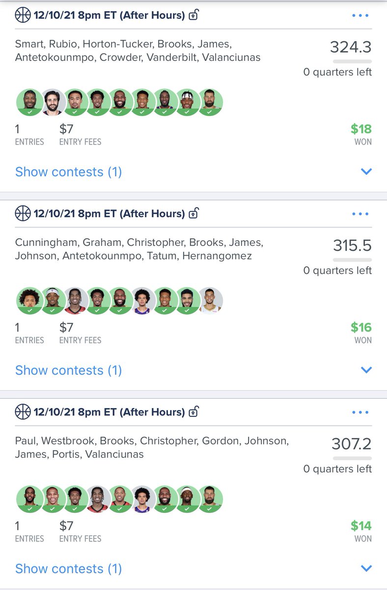 PerfectPicksDFS's tweet image. Another super close call🔥! 94th of 39,682 on the #NBA main slate & 190th of 12,755 on the late slate. Wish we left a late swap spot for J. McGee, cuz it would’ve put us into 1st, but had JoVal instead🤷🏻♂️... Still over a 50% return tonight! Huge #DFS weekend ahead, DM to join us!