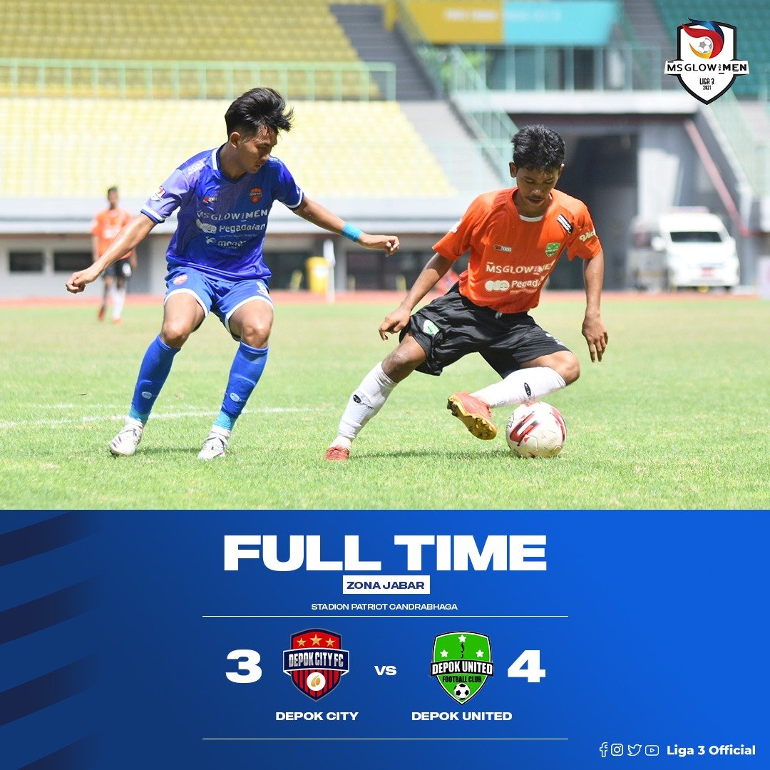Liga3Official's tweet photo. Hujan gol terjadi di derby Depok. Depok United berhasil memenangkan derby ini dengan skor 4-3

#liga3indonesia #liga3jawa #liga3jabar https://t.co/f12Jnbt47B