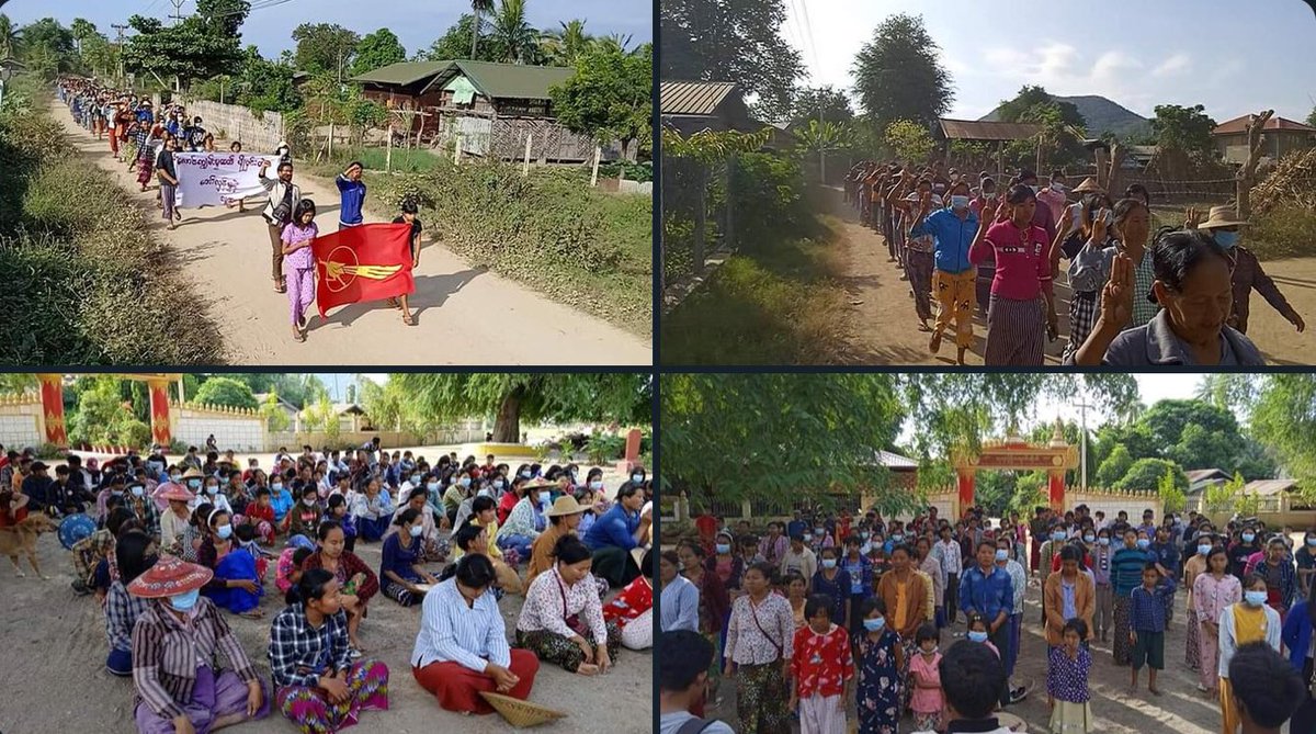 phyu391981's tweet photo. Joint forces of pro-democracy villagers of several villages from northern Salingyi township and eastern Yinmarbin township staged a strike against military dictatorship.   #CrimesAgainstHumanity #Dec11Coup #WhatsHappeningInMyanmar https://t.co/S0MsWv6uqR