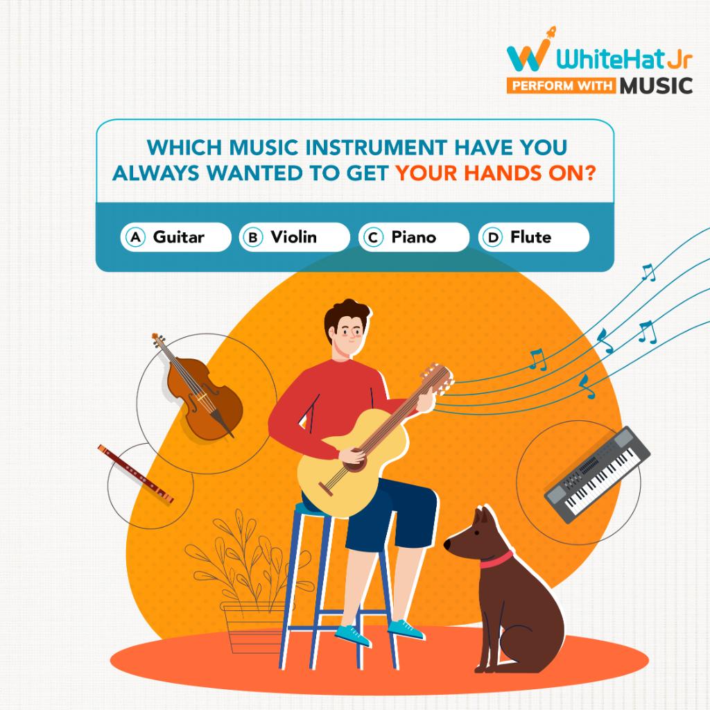 whitehatjunior's tweet photo. Kid or adult, every music enthusiast can now learn to play music on guitar and piano with #PerformWithMusic! Which instrument have you always wanted to play? Tell us in the comments.
#WhiteHatJr #WhiteHatJrMusic #MusicForAll https://t.co/n2LmLhUhaa