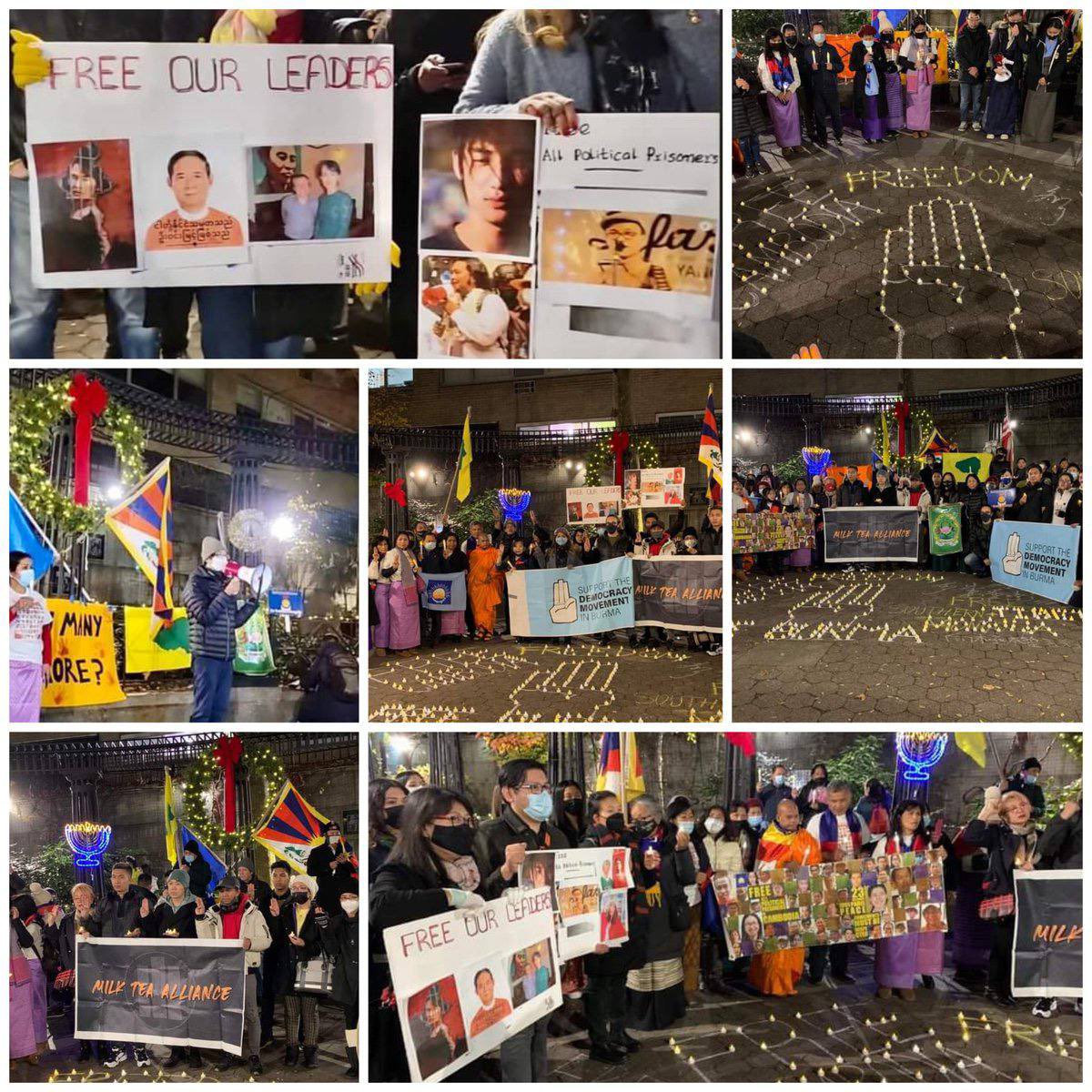 #MilkTeaAlliance, Myanmar, Hong Kong, Taiwan, Cambodia &amp; Tibetan groups held a prayer service for the immediate release of political prisoners in Myanmar on Dec 10 in New York. #CrimesAgainstHumanity #Dec11Coup #WhatsHappeningInMyanmar