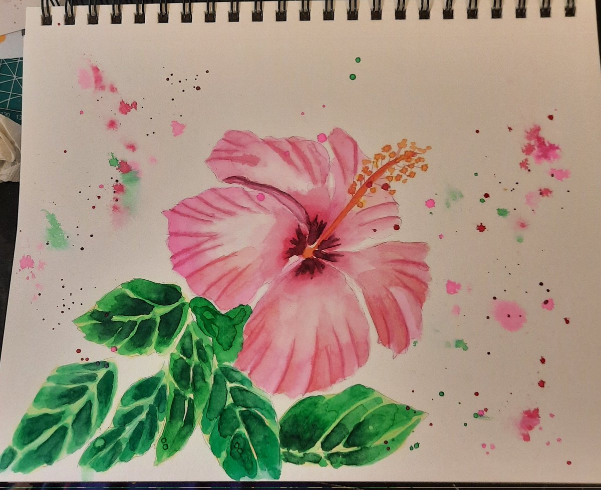 A #letsmakeart hibiscus tutorial 
#watercolor #landscape #floral #letsgomakeart