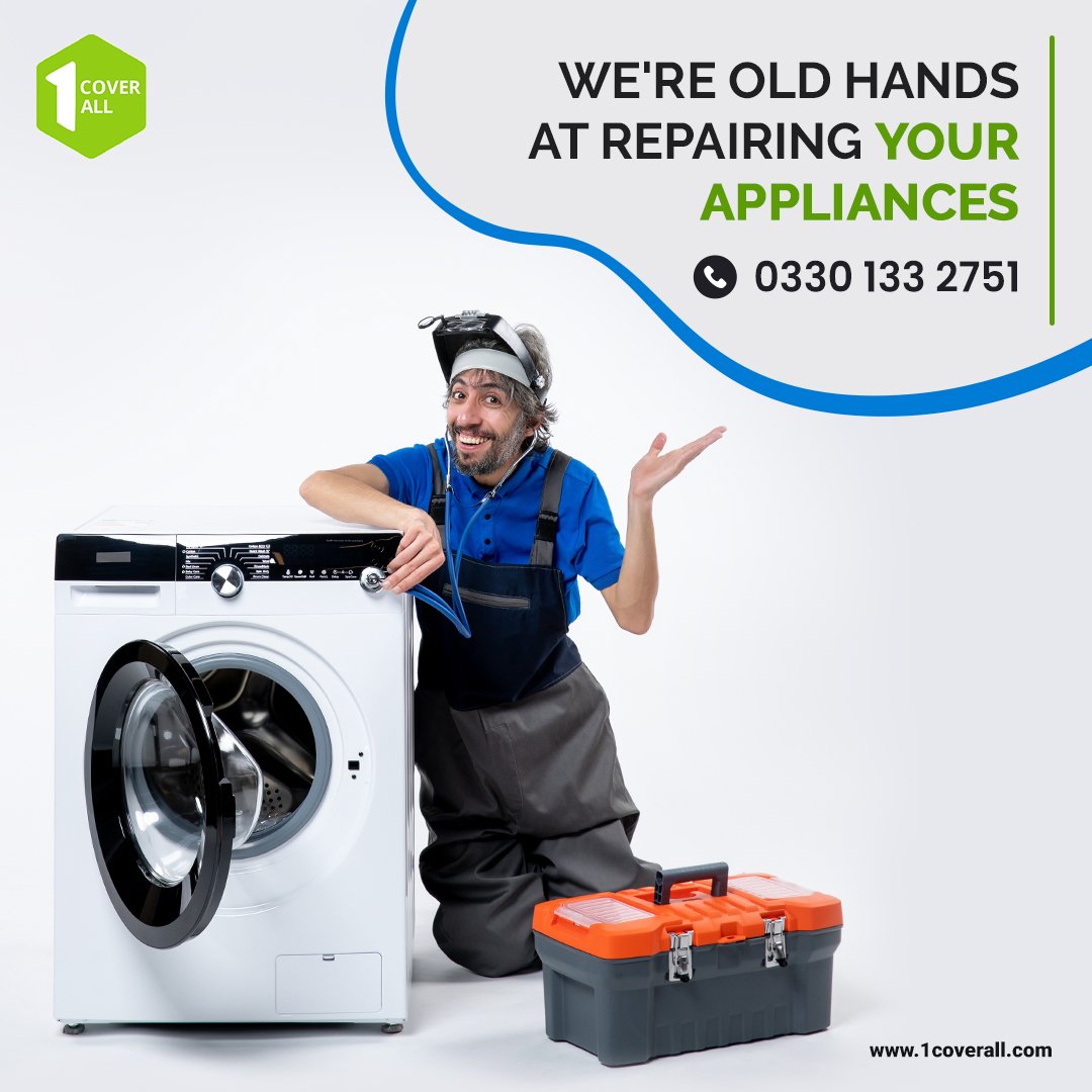 1CoverAll's tweet photo. Don't let broken home appliances spoil your whole day. We have expert team for repairing your appliance in short time. Book your repair with us today 0330 133 2751 or visit https://t.co/tjJj5KVpbf
#repair #samedayservice #allhomeappliances #allbrandsrepair #expertteam #1coverall https://t.co/j77T7zDLju