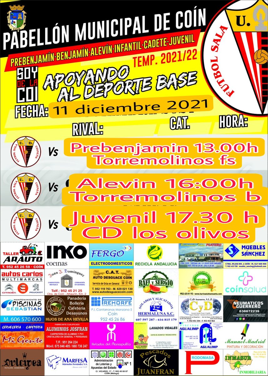 Ven a apoya a la cantera.
UD Coineña.