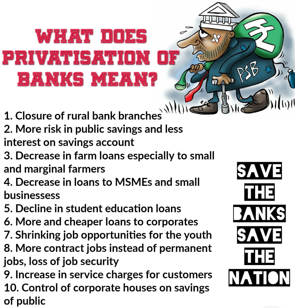 AIUBOSA's tweet photo. #BankBachao_DeshBachao 

The evils of Bank Privatization will have far reaching impact.

Save the Banks to Save the Nation. https://t.co/ThvCmk43ZC