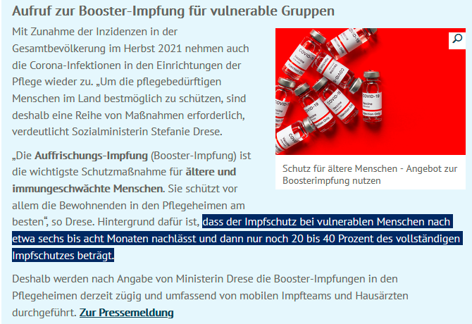 le_zeck's tweet photo. @BARMER_MV Tja nun, im Saarland impft man auch eher, in MV ist immer noch dieses Statement auf der Regierungsseite, mal lieber zu warten bis der Impfschutz schön reduziert ist... https://t.co/6dgQVgfkG8