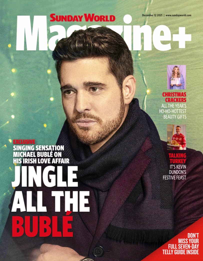 SundayWorldMag's tweet photo. π₯Crack open the BublΓ© tomorrow, as our cover star @MichaelBuble tells @EddieRowleySW the REAL reason he loves the Irish (β₯οΈyou right back, Mickey), plus weβve 8-pages of festive recipes from @Kevindundon & Grape Spy @smullenj gives her top tip(ple)s for Xmasπ₯#MickeyB #exclusive https://t.co/Xclwj97tsC
