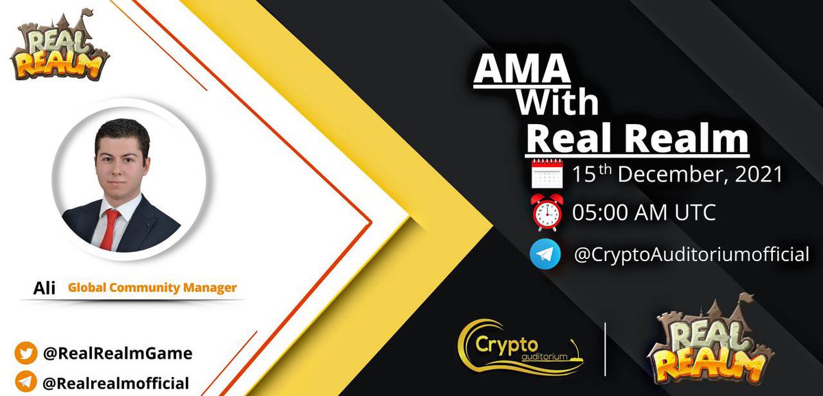 Sheryycrypto's tweet photo. 📢 We're pleased to announce that our next💎🤝#AMA with @RealRealmGame on 15th Dec at 05:00 AM UTC

💰 Reward Pool:100$
💎 Venue: https://t.co/tfHHeZBh8O…
💎 Rules:
✅ Follow @cryptoauditorm1 &amp; @RealRealmGame 
✅ Like &amp; Retweet
✅ Comment Questions &amp; Tag 3 Friends with BEP20🔥 https://t.co/YbsOp2rvYO
