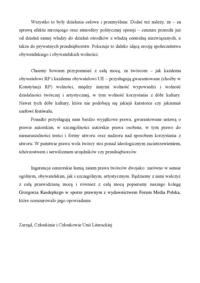 ZofiaBugajna's tweet photo. Stowarzyszenie #UniaLiteracka wsparło mojego męża Grzegorza #Kasdepke w walce z cenzurą #ForumMediaPolska https://t.co/UHWbUny45Q