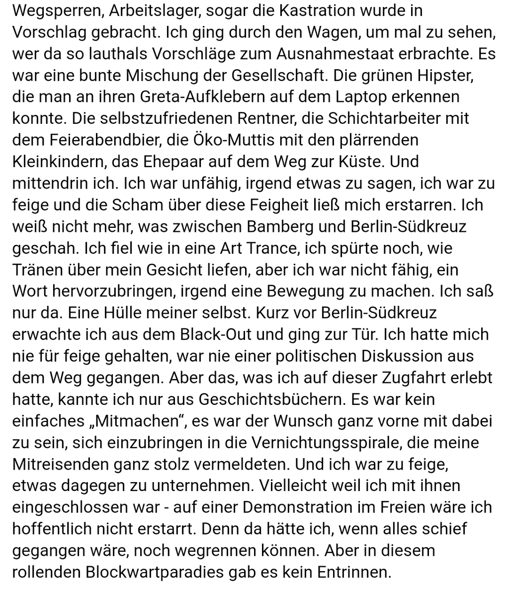 vonGammCom's tweet photo. Mein Freund Prof. Florian Mildenberger, Medizinhistoriker, mußte wieder Zug fahren. Danach hat er mich angerufen. Was er dabei erleben mußte, hat auch mir das Blut in den Adern gefrieren lassen. Ich habe ihm empfohlen das aufzuschreiben und es nicht reinzufressen.

Zeitdokument. https://t.co/jXCxAd1zX5