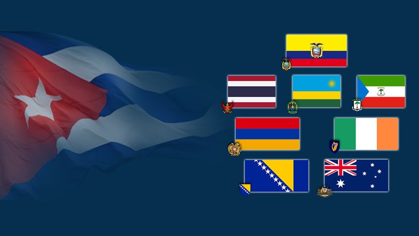 DiazCanelB's tweet photo. En una jornada que desde el Palacio de la Revolución estuvo marcada este viernes por el tono de la amistad sincera entre naciones, dimos la bienvenida a los nuevos embajadores de Ecuador, Tailandia, Bosnia y Herzegovina, Armenia, Guinea Ecuatorial, Ruanda, Irlanda y Australia. https://t.co/htCMGnKt2T