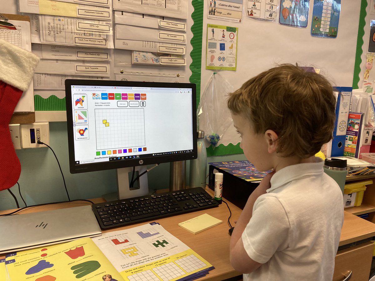 LcscP2a's tweet photo. This week we were learning to measure the area of a shape using counters and counting squares. We loved making our own shapes for our friends to measure by counting squares #challenge #partnerworking https://t.co/kwYsAtyv8k