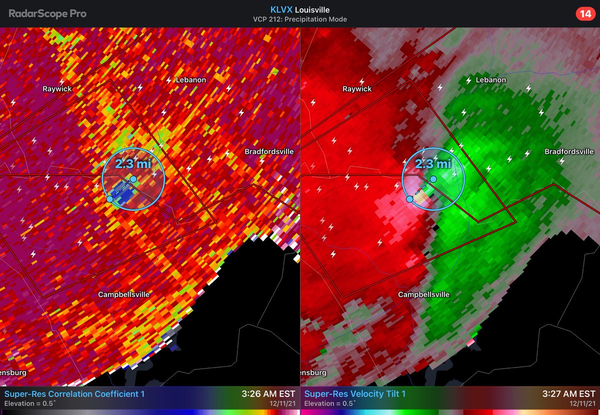 BradyBGWX's tweet photo. 2 mile wide debris and yet another massive #tornado on the ground heading for the Lebanon and Bradfordsville area in KY! It’s important to Seek #tornado safe place now! Wake up friends and family in the area! #kywx https://t.co/lfaFysip4V