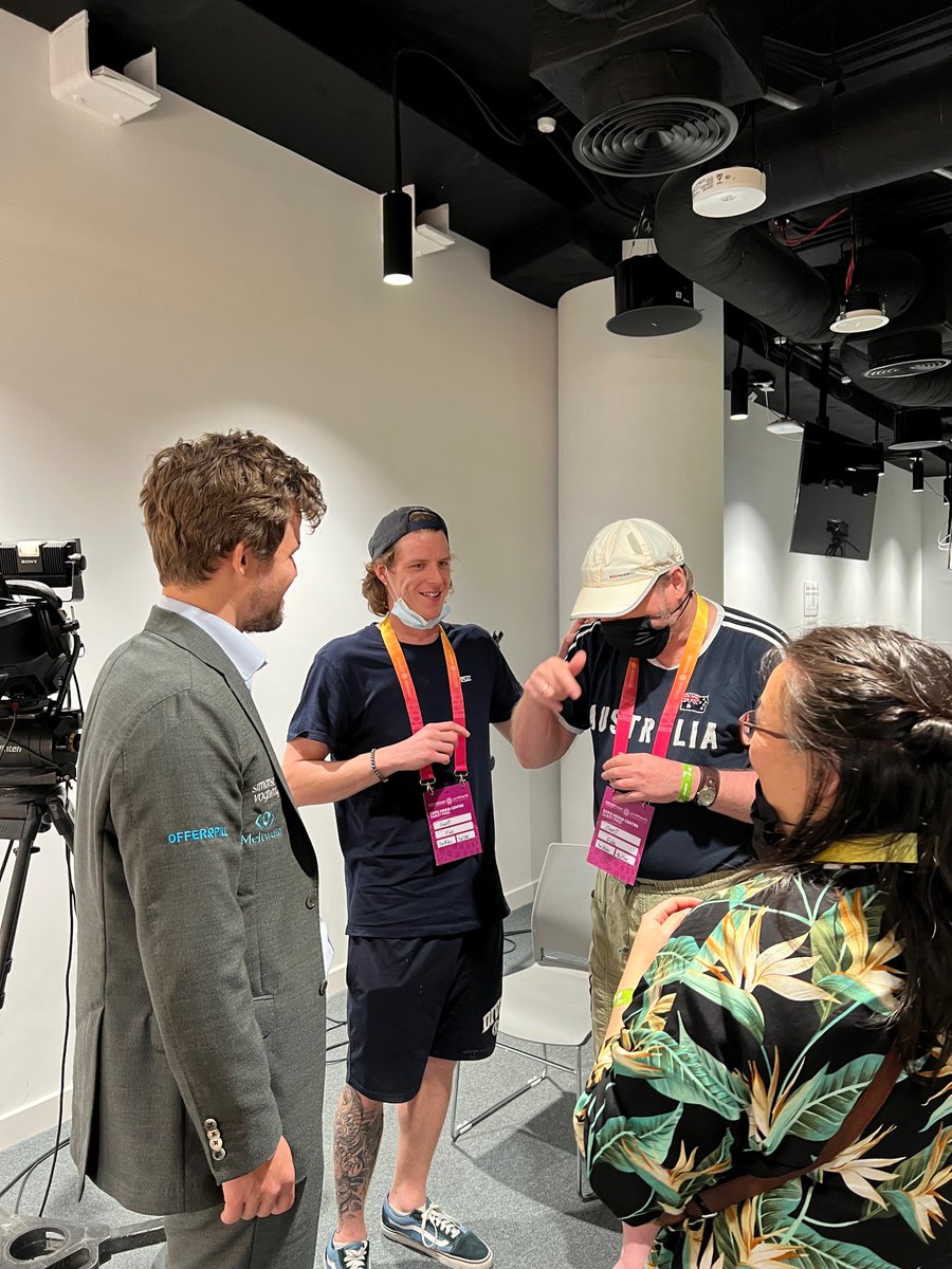 FIDE_chess's tweet image. After Game 11 was over, he was invited to attend the press conference, where he met the World Champion. #FIDEmatch2021 #CarlsenNepo