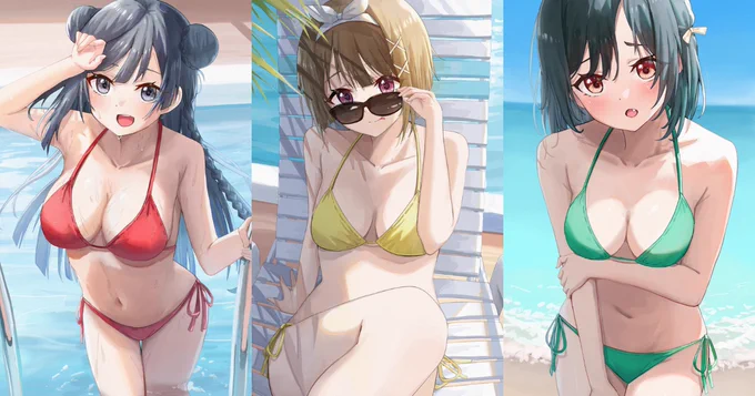 FANBOXで水着せつ菜、かすみ、栞子のPSDを公開しました 