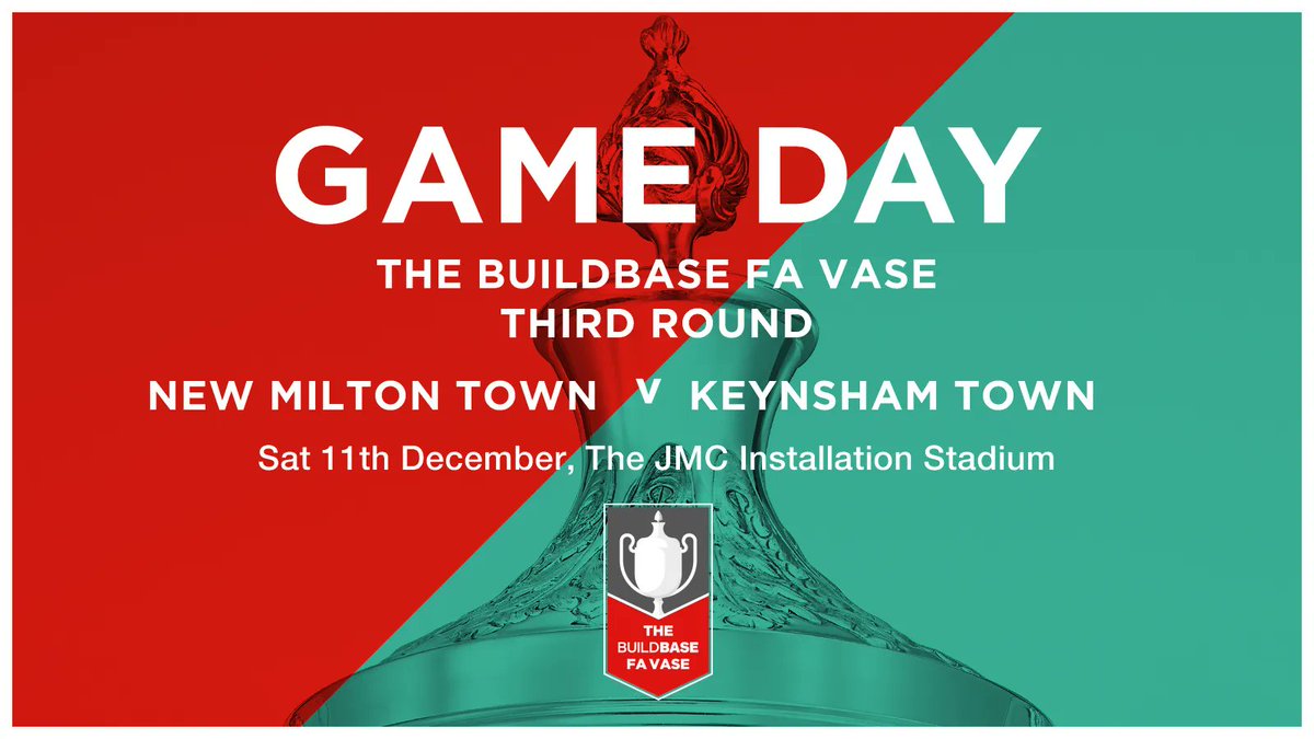 Here we go!
<a href="/BuildbaseUK/">Buildbase</a> FA Vase Third Round v <a href="/KeynshamTownFC/">Keynsham Town FC</a> 
#marchtothearch #RoadtoWembley #FAVase #JMCInstallations 
#BringTheNoise 🥁🥁🥁
🔴🔵 #UpTheLinnets