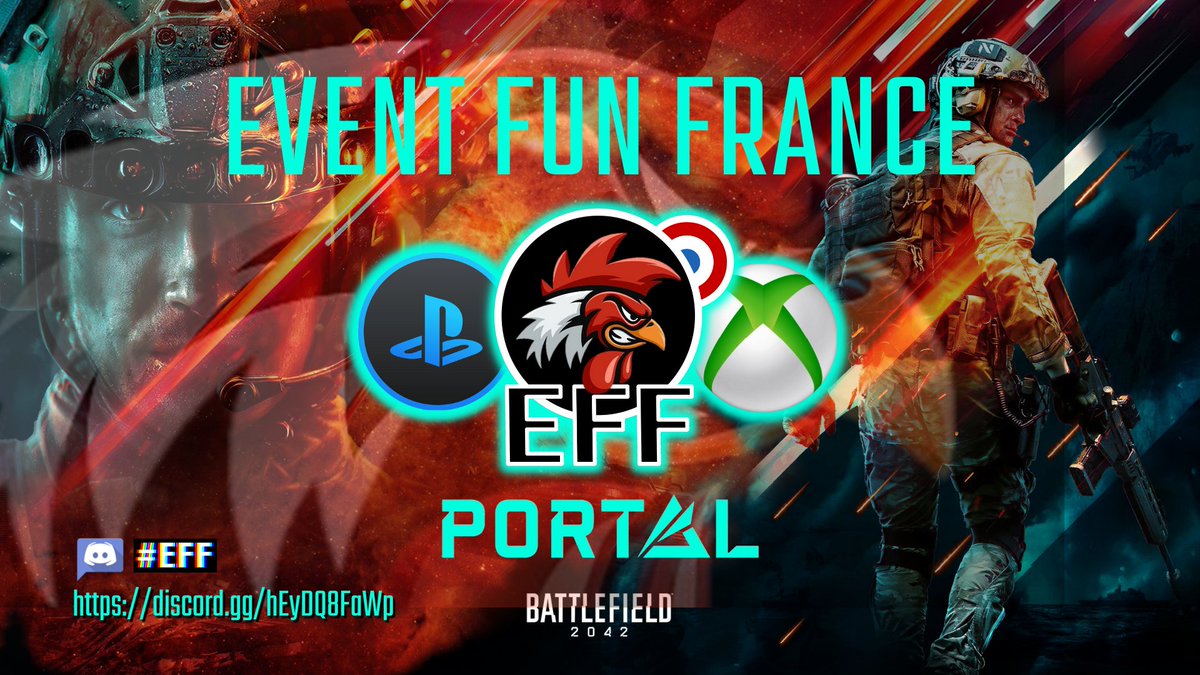 🎮 #PS4/#PS5/#XBOX (⚠️PAS DE PC).
Rejoignez nous ce soir à 21h pour l'#EFF sur #Battlefield2042

🔍Serveurs :
✅ EFF PS4/XBOX
✅ EFF PS5/XBOX

⚔Mode :
✅ CONQUÊTE

🔐Cross Play :
✅ OUI

👇Discord :
discord.gg/hEyDQ8FaWp

#Event_Fun_France
"Le Meilleur du Fun Francophone".