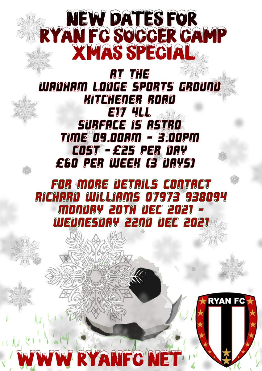 ryanfc1995's tweet image. Ryan FC Soccer School today and next week ⁦@Matchdaycentres⁩ 10.00am - 11.30am and then our Xmas Special Soccer Camp three day blast which will take you up to the big day…