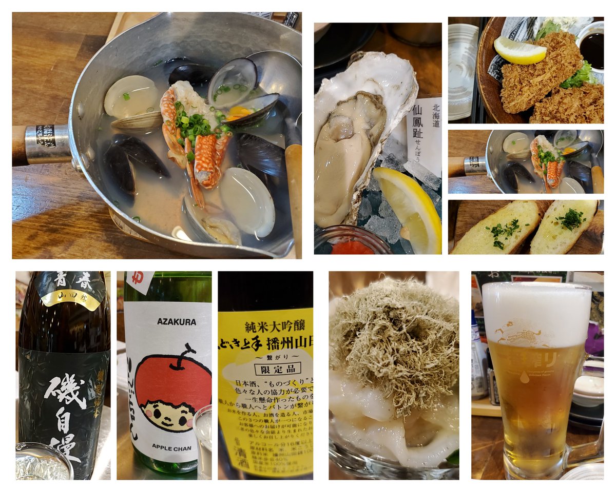 sakefreek's tweet photo. 久々に赤羽で昼飲み���多数の人出で有名店は長蛇の列、よって少し外れにある店へ。北海道の仙鳳趾の生ガキ美味しかった！日本酒も種類あり良い感じ。辛口イメージのくどき上手が、しっかり磨いて甘いので、本当に口説きに使えそう(笑)
【赤羽　かきべえ】https://t.co/BhPeB23mn2 https://t.co/G8oXm1eZ1A