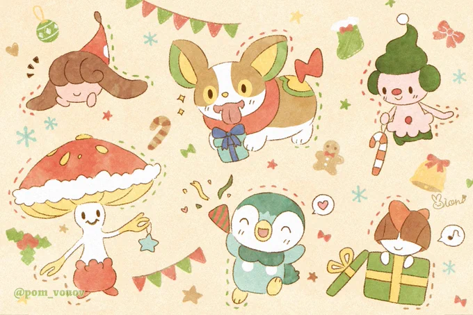 クリスマスな色違いポケモン🎄🎁
Christmas colours Pokemon :)
#ゆるふわポケモン 
