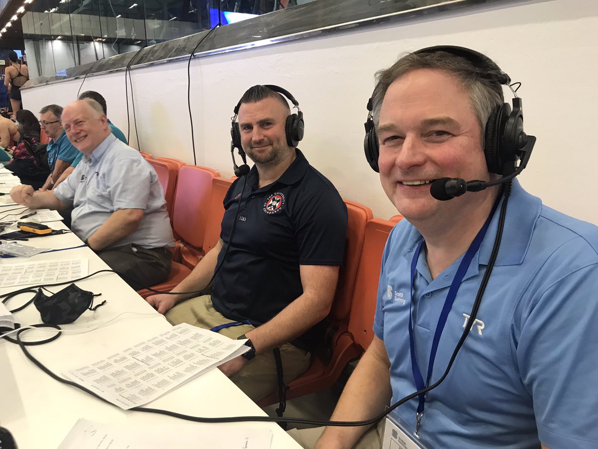 ScottishSwim's tweet photo. Talking us through every stroke and all the action this morning are our livestream commentary team of #TonyRose and @JonesyJones99 (Chris Jones, @UofESwimming). #SSWinterMeet21 https://t.co/WR4UCJXFS3