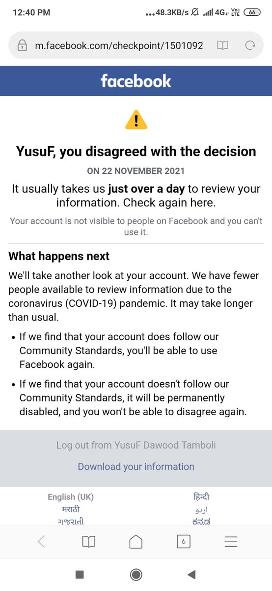 Yusufyaara's tweet photo. sir your security system has been locked my real facebook account now i am sending my proof please sir review it and reopen my real id
Name- yusuf dawood tamboli
Brithdate - 18/10/1981
Gamil - yusufdtamboli@gmail.com
Link https://t.co/EiACi3nI0D @Meta @boztank  @facebookapp https://t.co/bA8OlhvlzK