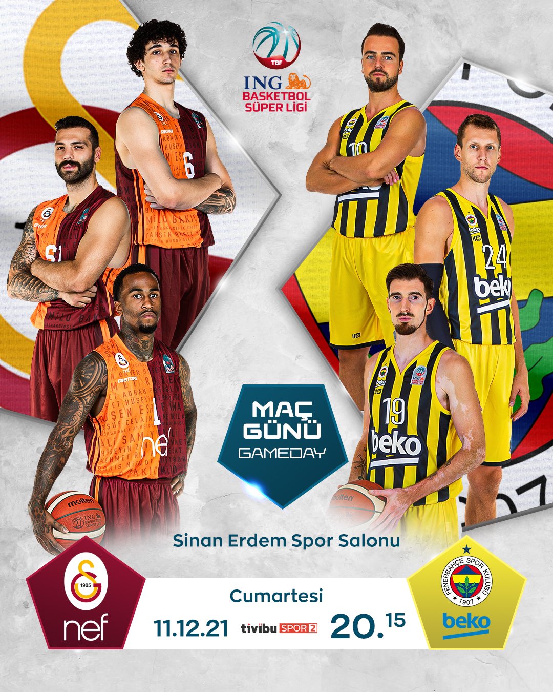 Galatasaray NEF-Fenerbahçe Beko Maçına Özel ING Basketbol Süper Ligi Resmi Twitter Hesabının Hazırladığı Maç Görseli