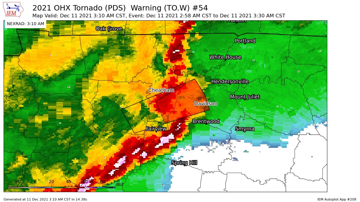 OHX updates Tornado Warning [tornado: OBSERVED, damage threat: CONSIDERABLE, hail: <.75 IN] (cancels Dickson, Williamson [TN], continues Cheatham, Davidson [TN]) till 3:30 AM CST mesonet.agron.iastate.edu/vtec/f/2021-O-…