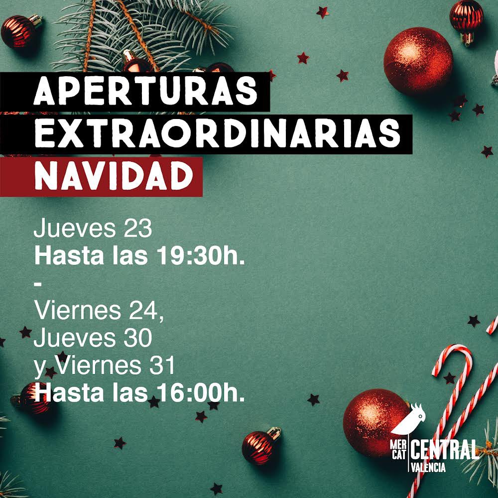 ✅⭕️ Por una Navidad muy de mercado. Estos son nuestros horarios extraordinarios para que le puedas sacar todo el partido a las fiestas. #NadalAlCentral