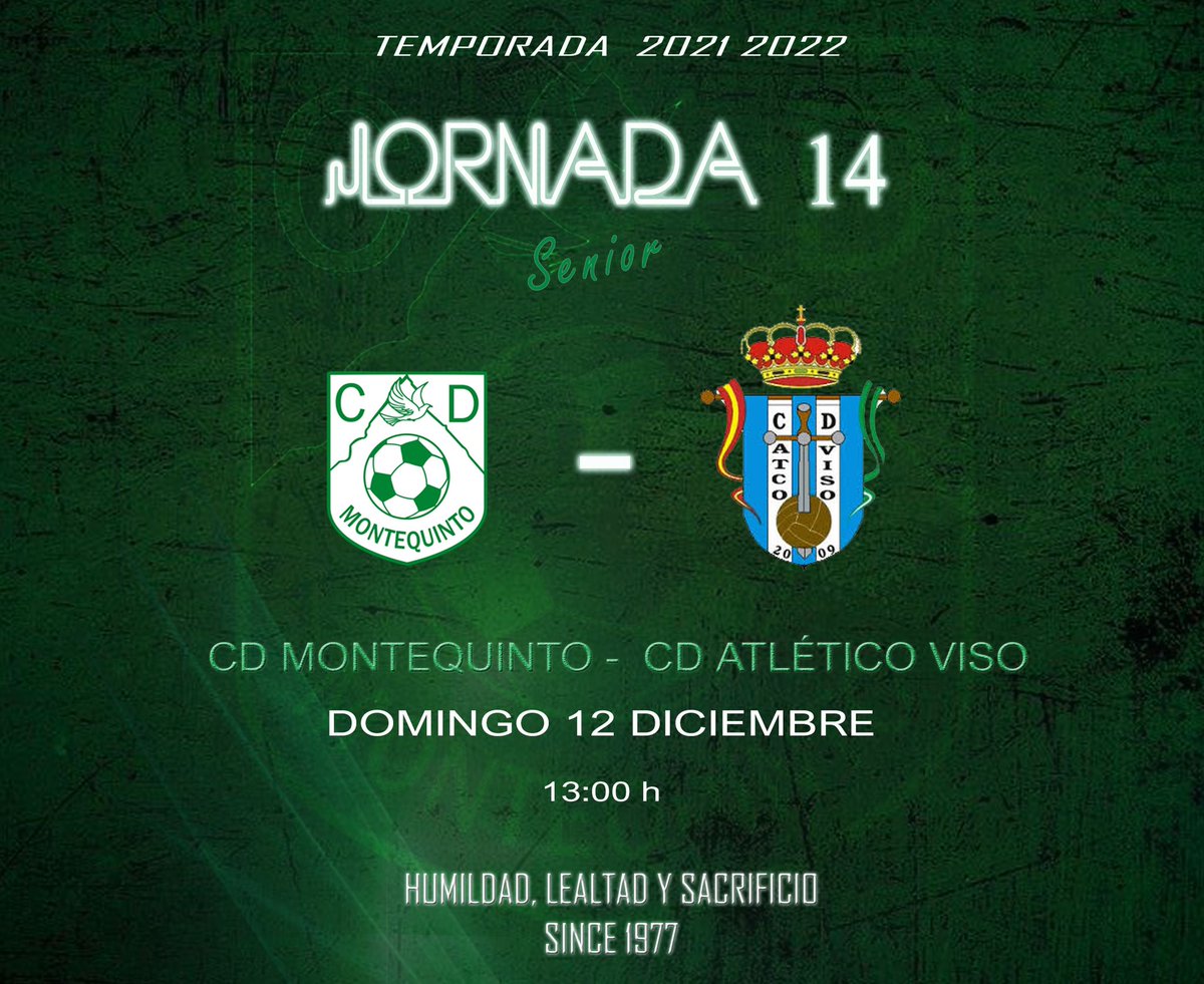 MontequintoCD's tweet photo. 🚨🅿🅰🆁🆃🅸🅳🅾 🆂🅴🅽🅸🅾🆁🚨

Partido vibrante el que jugaremos este domingo en nuestro campo. SUERTE CHAVALES💪🏽⚽💚
#CDMONTEQUINTO #FAMILIAQUINTEÑA #VAMOSLOSVERDES #HERMANOSDEFUTBOL #CONSTRUYENDOFUTURO #SENIOR #PRIMEREQUIPO #TUBARRIO #TUCLUB https://t.co/b2CDTm0C7z