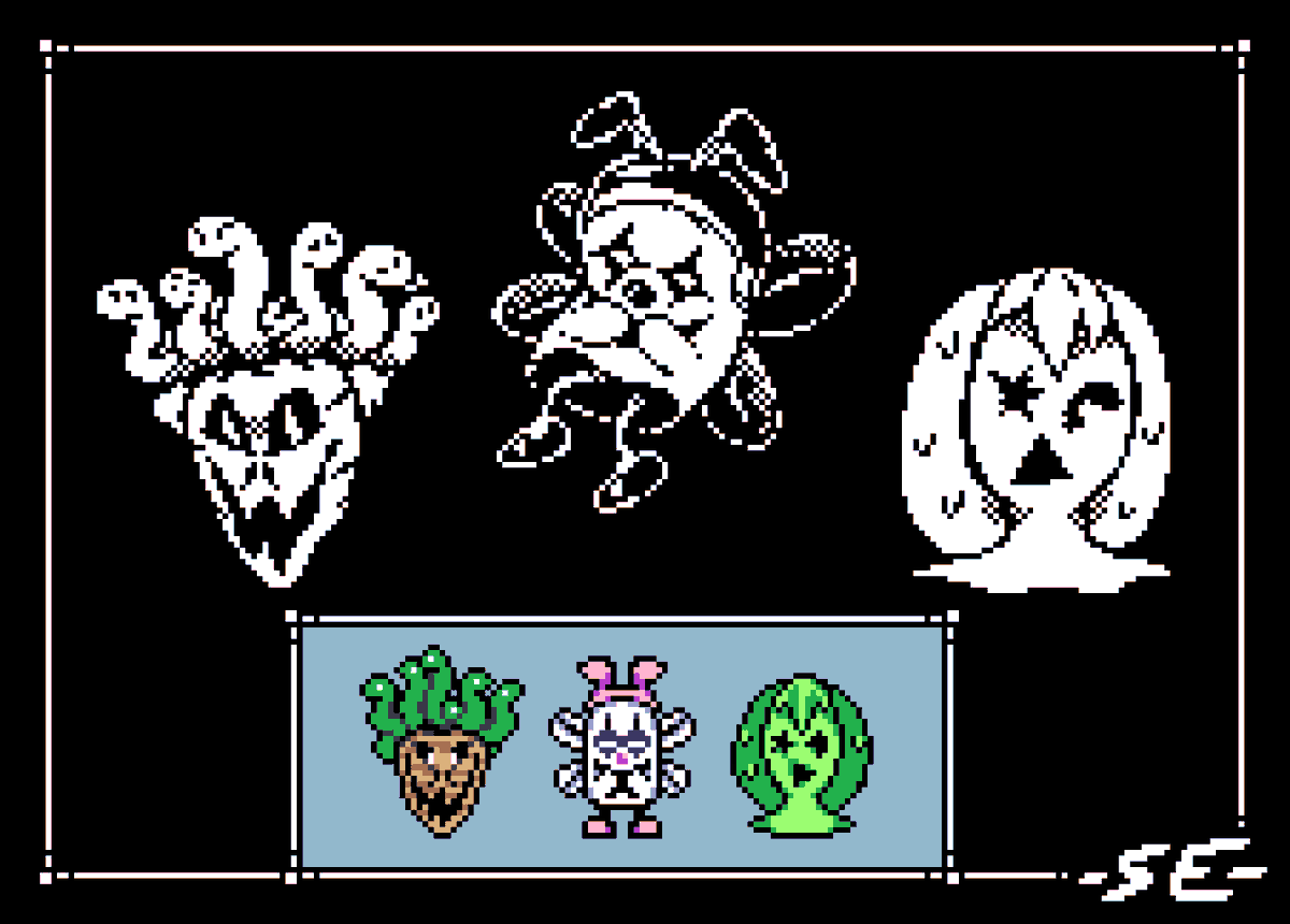 shinyemeraldart's tweet photo. The hard mode trio. I actualy really lik their designs, it's a shame they never appear in regular Undertale like the other hard mode counterparts... #undertale #pixelart https://t.co/oIOMMMBhQ1