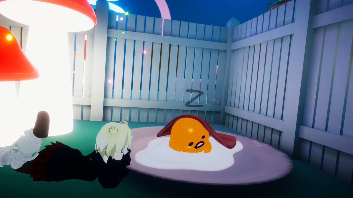 s44511173's tweet photo. SANRIO Virtual Fesに行ってきました！#3
お風呂の後はなぜか厚着でサウナ耐久。冷たいドリンクで休憩した後はぐでたまに癒される。
#michaling #sanrio_vfes https://t.co/AMkO0OSJ4P