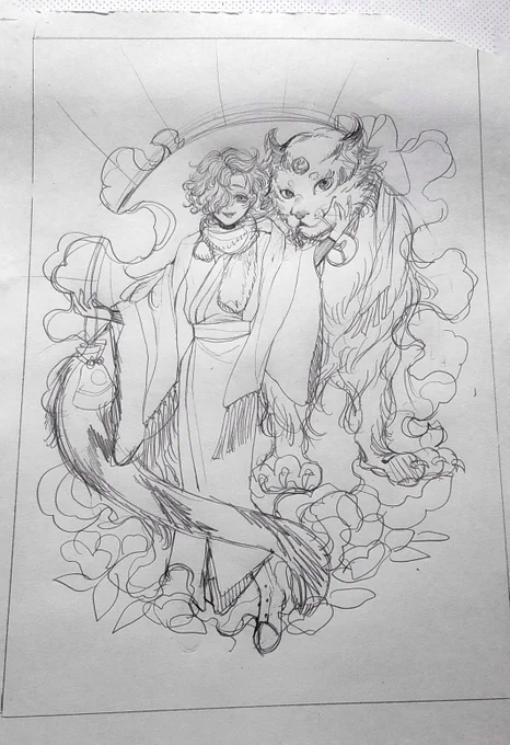 来年の年賀状の下描きです…かわい…ネップリ予定だから楽しみにしててね…🐯