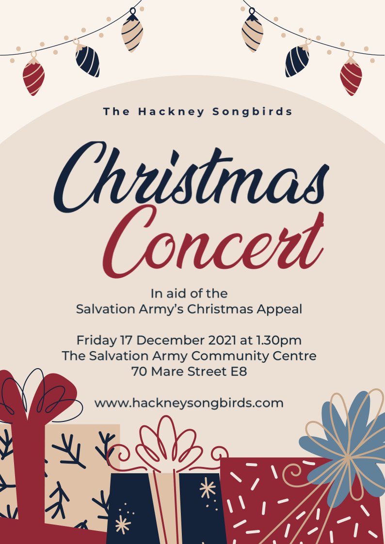 HackneySongbird's tweet photo. Our Christmas concert this year is a fundraiser for the @salvationarmyuk Christmas Appeal. Do come along! Details at https://t.co/sPppVmZ21b https://t.co/QBTqekfDyu