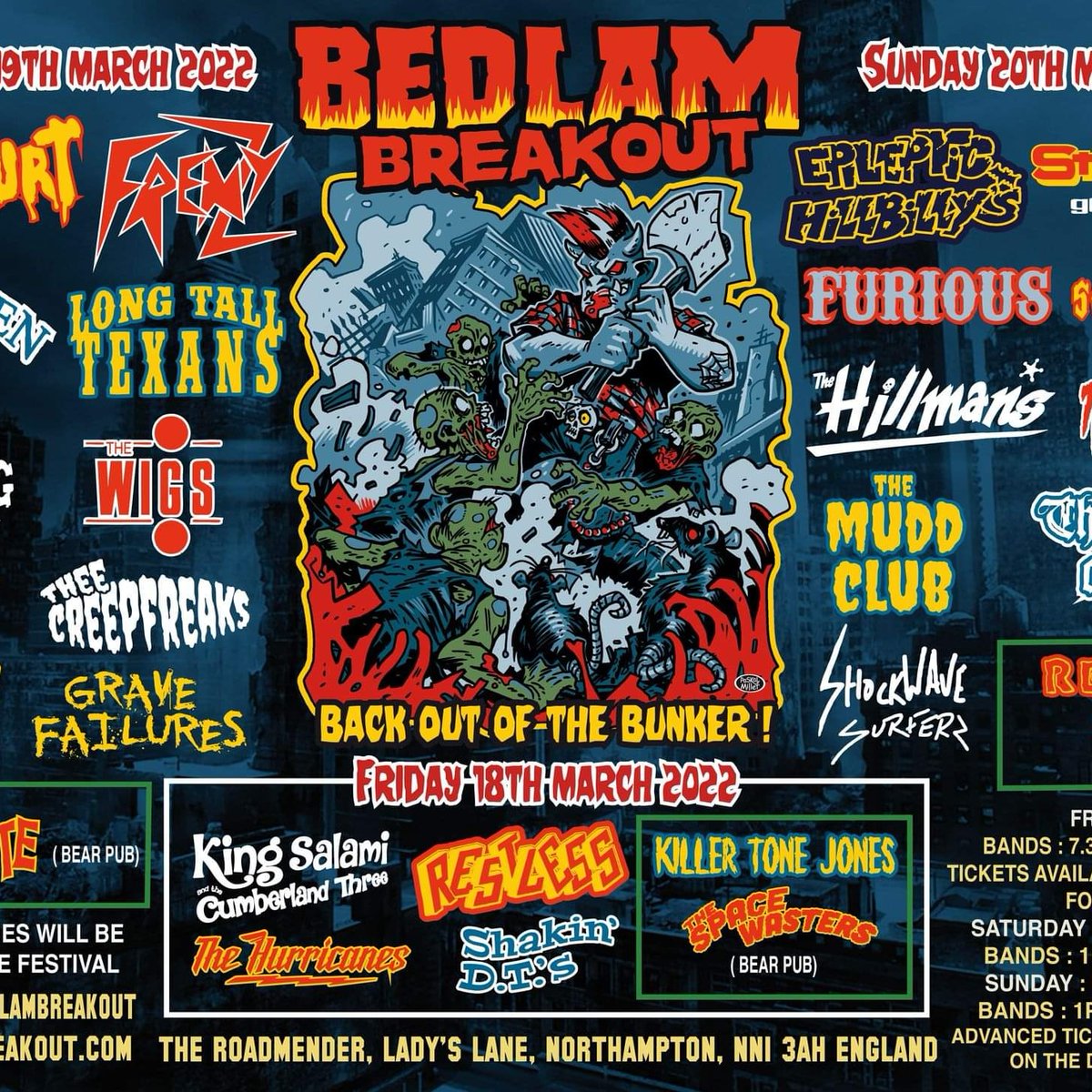 Lineup is ready and done. 
Tickets are on sale at bedlambreakout.com/tickets

#bedlambreakout
#psychobilly