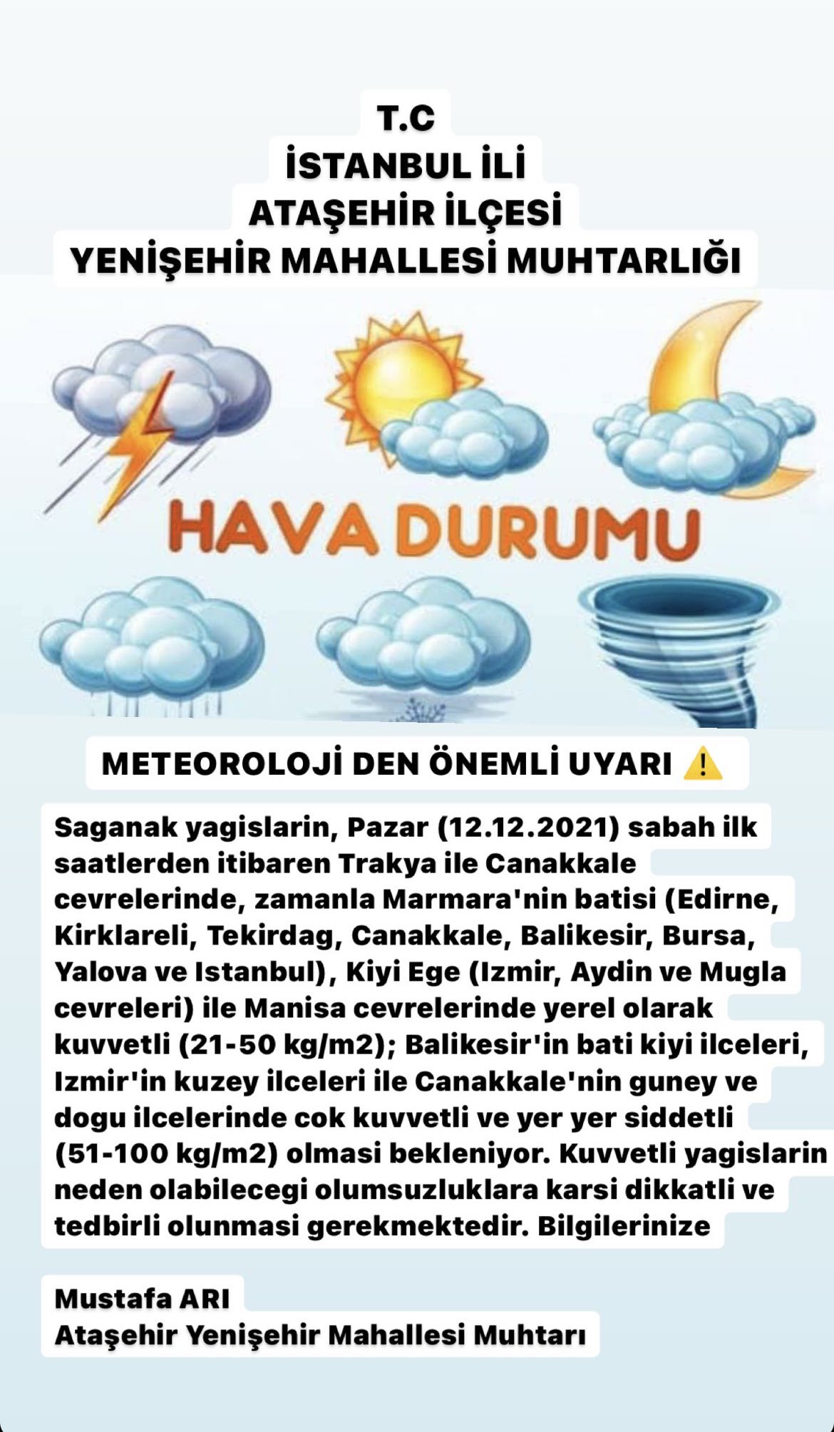 istanbul atasehir hava durumu