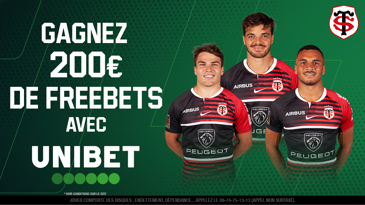 UnibetFrance's tweet photo. 🏉🤑 2 X 100€ de Freebets à gagner dans les RT pour le début de la campagne européenne du Stade Toulousain en Champions Cup ! https://t.co/aL9vH7dD7G