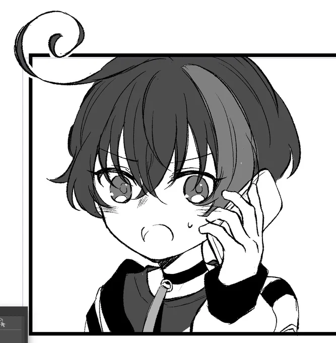 おまけペーパーを描いています これは枠線を突き抜けるくるん 