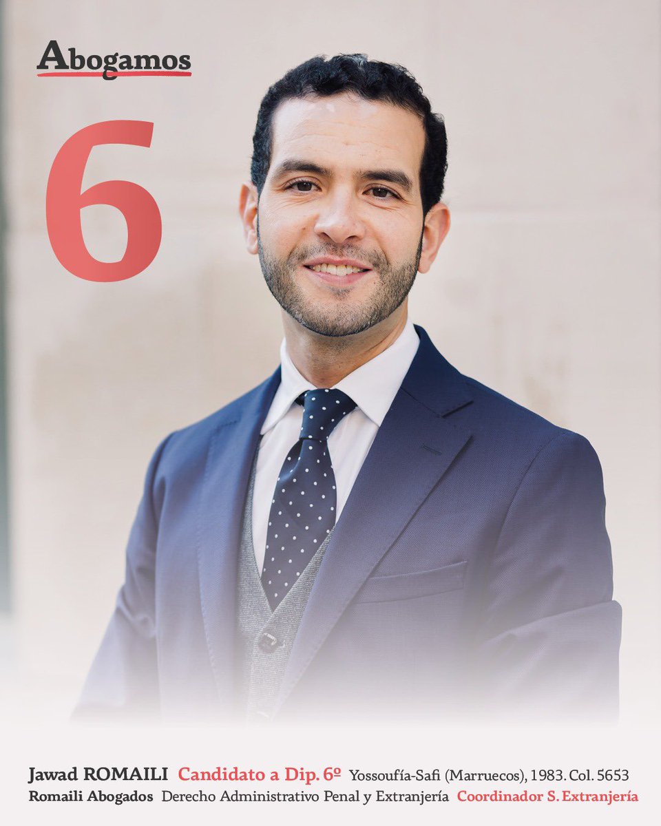 Abogamos_'s tweet photo. Jawad ROMAILI

Candidato a Diputado 6.
Yossoufía-Safi (Marruecos), 
1983 Col. 5653
Coordinador S. Extranjería

@jawad8338 

#COMPROMISO
#RENOVACIÓN
#ABOGAMOS

#eleccionesicamur2021 https://t.co/rMfm0BTLrz