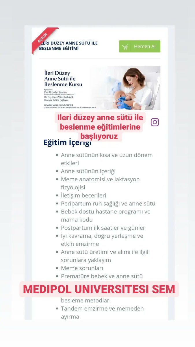 Medipol Üniversitesi Sürekli Egitim Merkezi ile online anne sütü ile beslenme sertifika eğitimi başlıyor.