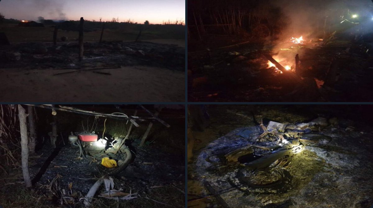 phyu391981's tweet photo. Military backed Pyu Saw Htee thugs set ablaze to the houses of villagers in Yedway village, Kantbalu tsp,Sagaing division and looted valuable belongings including 500 baskets of rice, on Dec10. #CrimesAgainstHumanity #Dec11Coup #WhatsHappeningInMyanmar https://t.co/CQAi6AJmPI
