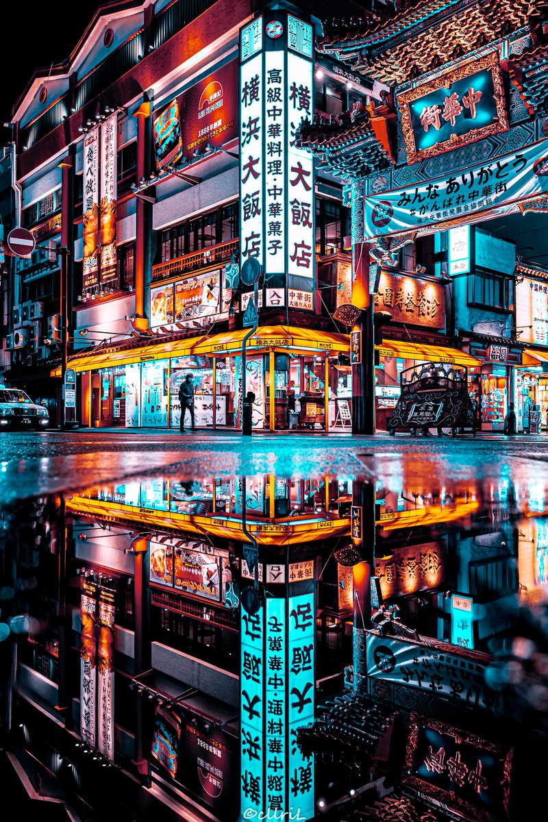 油彩画　横浜中華街の夜明け　10号 横浜中華街の夜 | GANREF